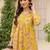 Women cotton blend yellow floral digital printed regular kurta