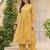 Women cotton blend yellow floral digital printed regular kurta