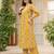 Women cotton blend yellow floral digital printed regular kurta