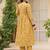 Women cotton blend yellow floral digital printed regular kurta