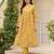 Women cotton blend yellow floral digital printed regular kurta