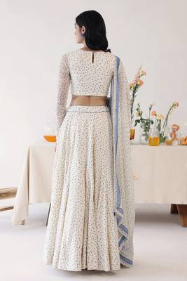 Polka dot Print Georgette Fabric Lehenga choli with Dupatta. 2