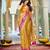Mustard yellow soft silk blend woven saree with rich zari border & traditional heritage motifs