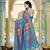 Turquoise blue soft silk blend woven saree with rich zari border & traditional heritage motifs