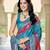 Turquoise blue soft silk blend woven saree with rich zari border & traditional heritage motifs