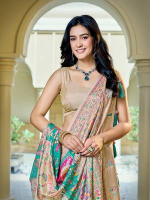 Cream soft silk blend woven saree with rich zari border & traditional heritage motifs 3