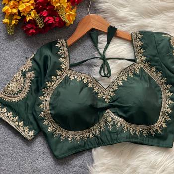 Green royal jodha bridal roman silk blend blouse | heavy zari embroidery 1