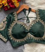 Green royal jodha bridal roman silk blend blouse | heavy zari embroidery