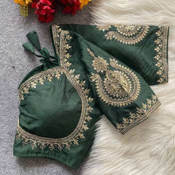 Green royal jodha bridal roman silk blend blouse | heavy zari embroidery 2