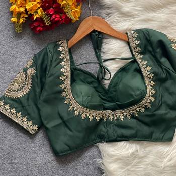 Green royal jodha bridal roman silk blend blouse | heavy zari embroidery 3