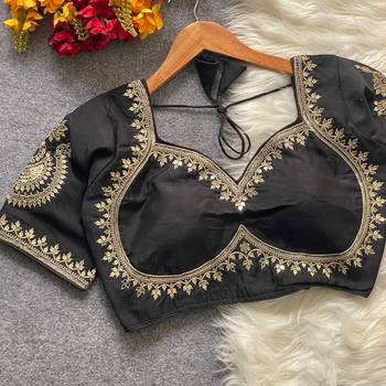 Black royal jodha bridal roman silk blend blouse | heavy zari embroidery 1