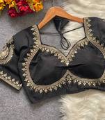 Black royal jodha bridal roman silk blend blouse | heavy zari embroidery