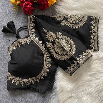 Black royal jodha bridal roman silk blend blouse | heavy zari embroidery 2