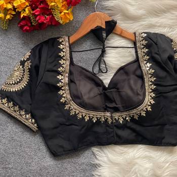Black royal jodha bridal roman silk blend blouse | heavy zari embroidery 3