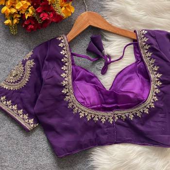 Purple royal jodha bridal roman silk blend blouse | heavy zari embroidery 3