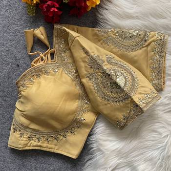 Mustard royal jodha bridal roman silk blend blouse | heavy zari embroidery 3