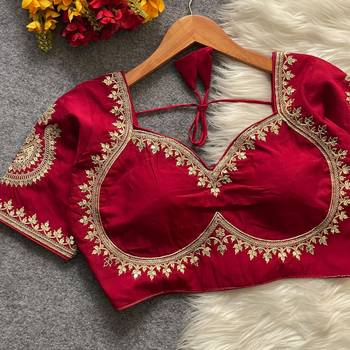 Wine royal jodha bridal roman silk blend blouse | heavy zari embroidery 1