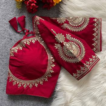 Wine royal jodha bridal roman silk blend blouse | heavy zari embroidery 2