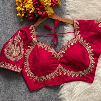 Pink royal jodha bridal roman silk blend blouse | heavy zari embroidery 1