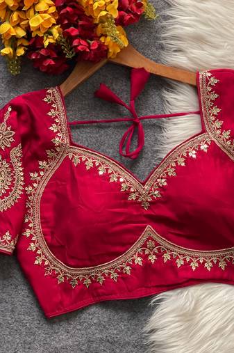 Pink royal jodha bridal roman silk blend blouse | heavy zari embroidery
