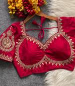 Pink royal jodha bridal roman silk blend blouse | heavy zari embroidery