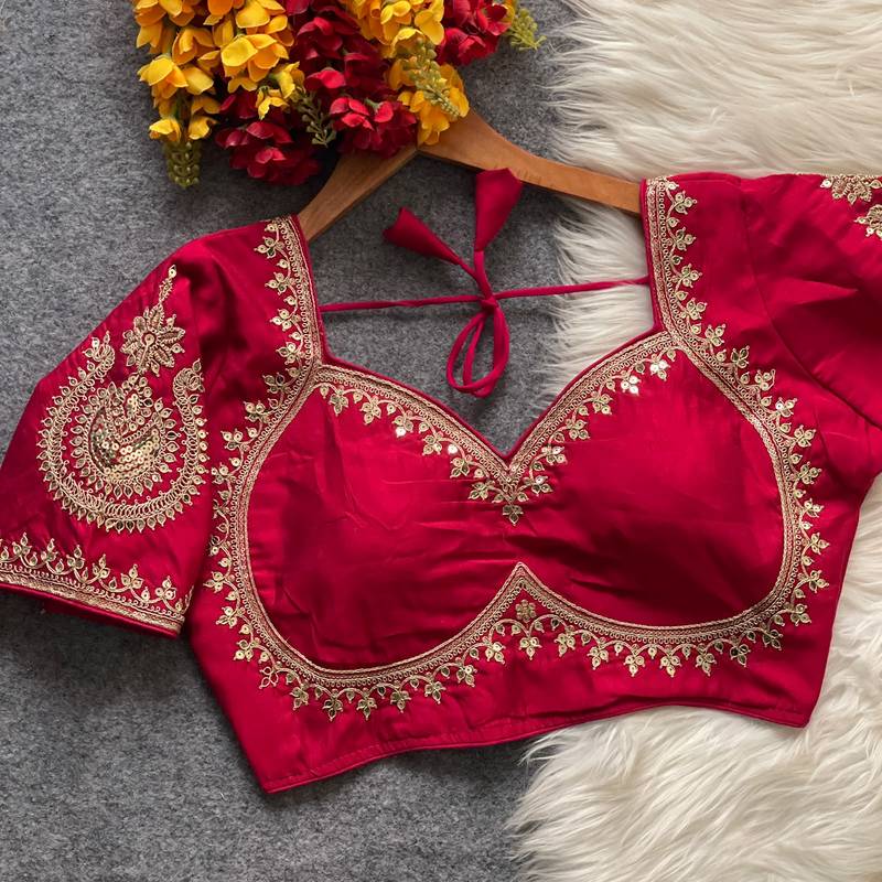 Pink royal jodha bridal roman silk blend blouse | heavy zari embroidery