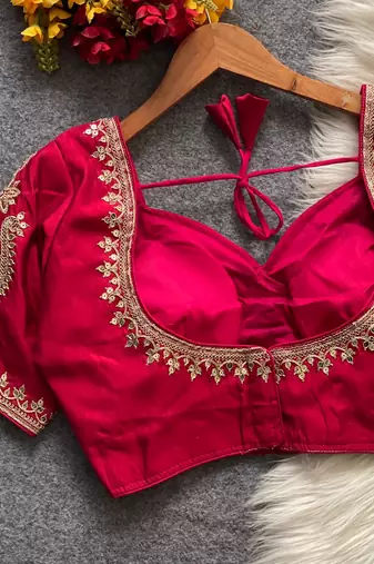 Pink royal jodha bridal roman silk blend blouse | heavy zari embroidery