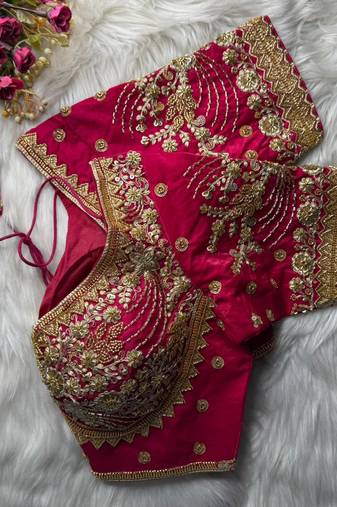 Rani pink fandy silk party wear blouse