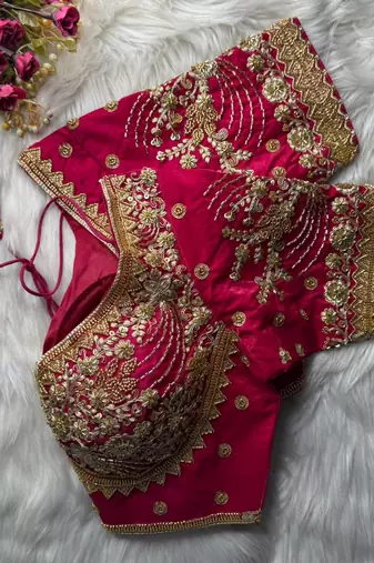 Rani pink designer fandy silk party wear blouse
