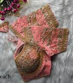Peach designer fandy silk blend party wear blouse