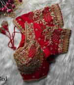 Red designer fandy silk blend party wear blouse