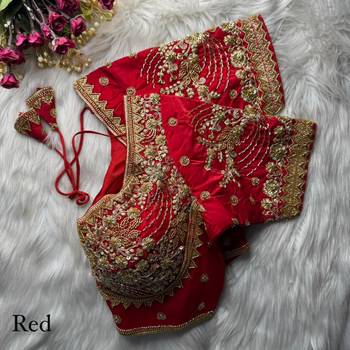 Red designer fandy silk blend party wear blouse 2