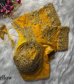 Yellow designer fandy silk blend party wear blouse