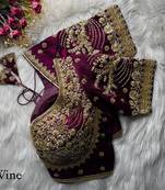 Wine designer fandy silk blend party wear blouse