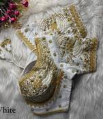 White designer fandy silk blend party wear blouse