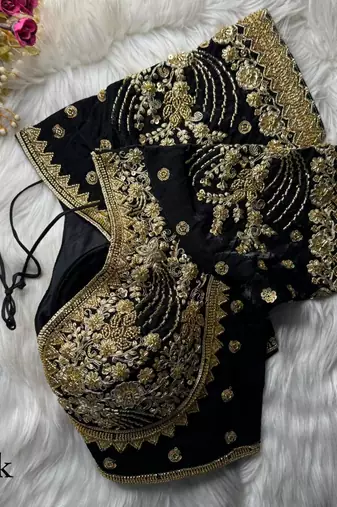 Black designer fandy silk blend party wear blouse