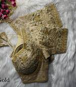 Gold designer fandy silk blend party wear blouse