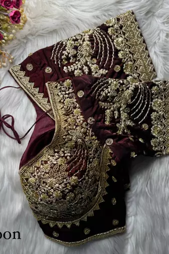 Maroon designer fandy silk blend party wear blouse