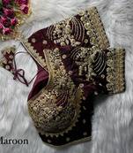 Maroon designer fandy silk blend party wear blouse