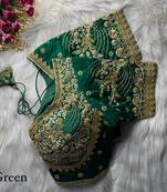 Green designer fandy silk blend party wear blouse