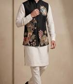 Men embroidered designer kurta trouser and waistcoat set