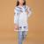 Girls white & blue pure cotton floral embroidered chikankari kurta