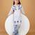 Girls white & blue pure cotton floral embroidered chikankari kurta