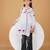Girls white & maroon pure cotton floral embroidered chikankari kurta