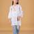 Girls white & peach pure cotton floral embroidered chikankari kurta