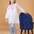 Girls white & peach pure cotton floral embroidered chikankari kurta