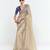 Beige designer fancy embroidered party wear saree with art silk blend blouse