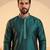 Mens teal silk blend woven design straight kurta