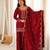 Wine glass roman silk embroidered kurta set with farshi shalwar & dupatta