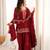 Wine glass roman silk embroidered kurta set with farshi shalwar & dupatta